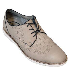 Men Shoes JOSEF SEIBEL Taupe Leather Wingtip Oxford Derby Size Eu 45 US 11.5